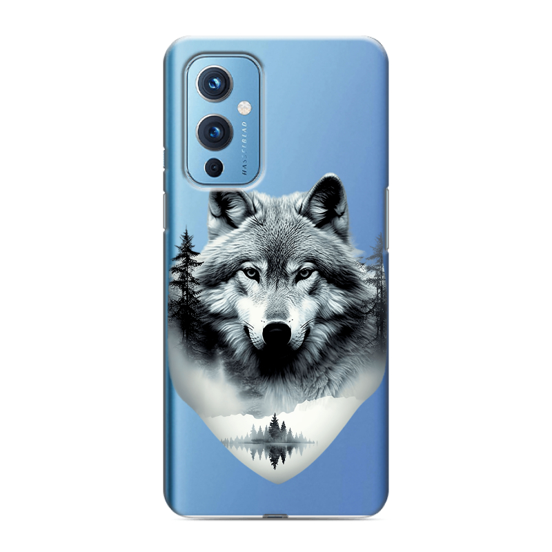 Пластиковый чехол на OnePlus 9 с принтом Волк в лесу Пластиковый чехол на OnePlus 9 с принтом Волк в лесу