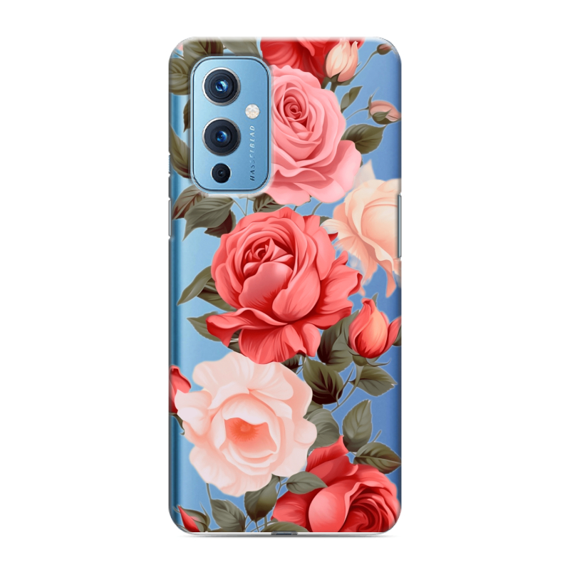 Силиконовый противоударный чехол на OnePlus 9 с принтом Розы Силиконовый противоударный чехол на OnePlus 9 с принтом Розы