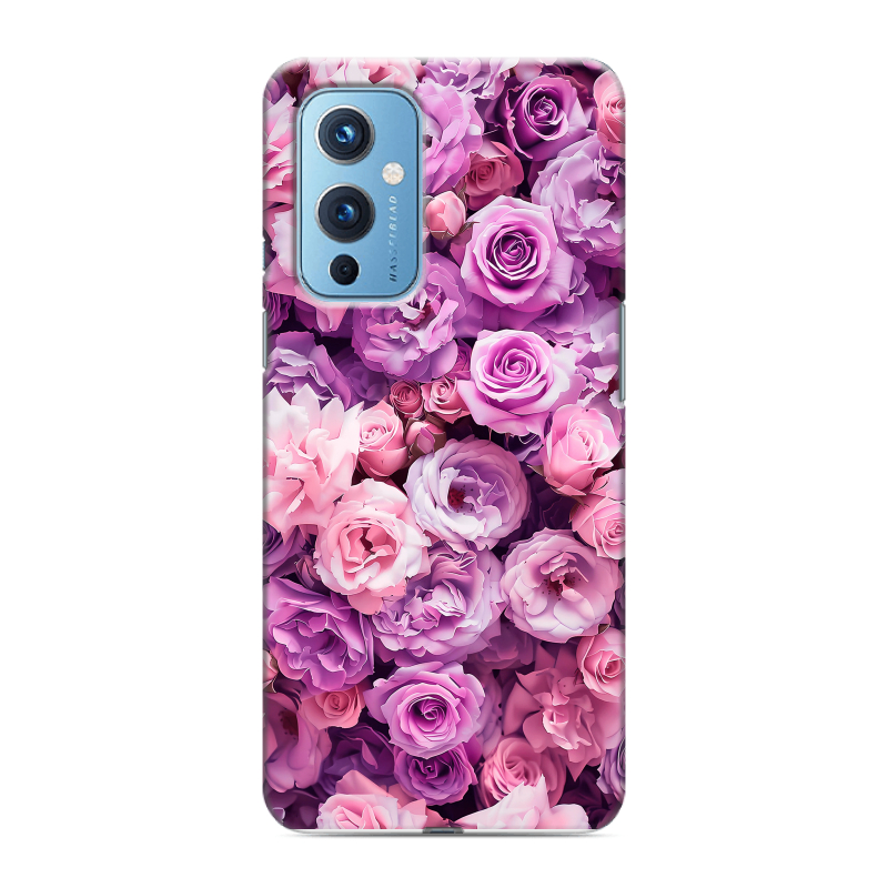 Силиконовый противоударный чехол на OnePlus 9 с принтом лавандовые розы Силиконовый противоударный чехол на OnePlus 9 с принтом лавандовые розы