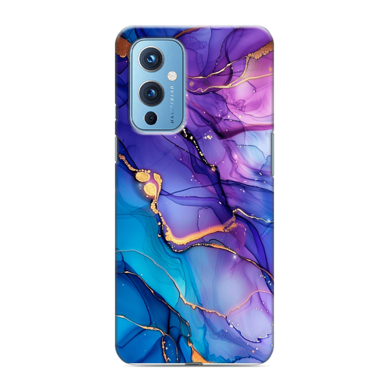 Силиконовый противоударный чехол на OnePlus 9 с принтом синий мрамор Силиконовый противоударный чехол на OnePlus 9 с принтом синий мрамор