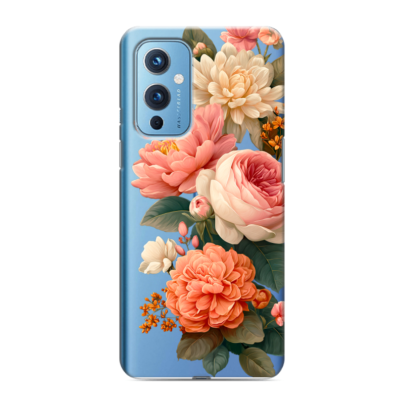 Силиконовый противоударный чехол на OnePlus 9 с принтом цветы Силиконовый противоударный чехол на OnePlus 9 с принтом цветы