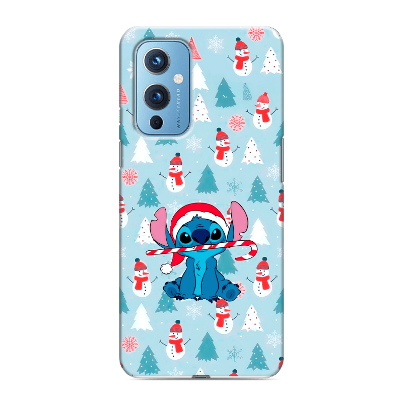 Силиконовый противоударный чехол на OnePlus 9 с принтом Стич Новый год Силиконовый противоударный чехол на OnePlus 9 с принтом Стич Новый год