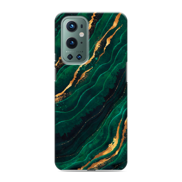 Силиконовый чехол на OnePlus 9 Pro с принтом Мрамор зеленое золото Силиконовый чехол на OnePlus 9 Pro с принтом Мрамор зеленое золото