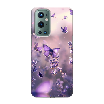 Силиконовый чехол на OnePlus 9 Pro с принтом бабочки и лаванда