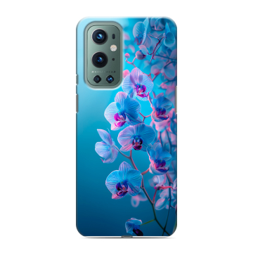 Силиконовый чехол на OnePlus 9 Pro с принтом голубые орхидеи Силиконовый чехол на OnePlus 9 Pro с принтом голубые орхидеи