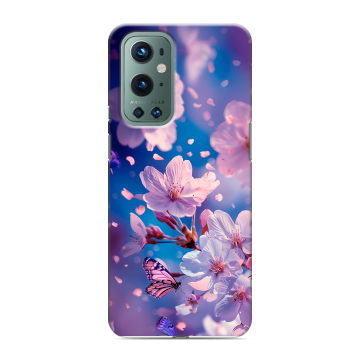 Силиконовый чехол на OnePlus 9 Pro с принтом цветы бабочки Силиконовый чехол на OnePlus 9 Pro с принтом цветы бабочки