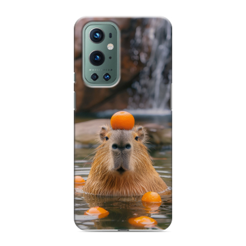 Силиконовый чехол на OnePlus 9 Pro с принтом Капибара с апельсином Силиконовый чехол на OnePlus 9 Pro с принтом Капибара с апельсином