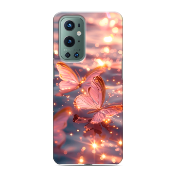 Силиконовый чехол на OnePlus 9 Pro с принтом бабочки розовые