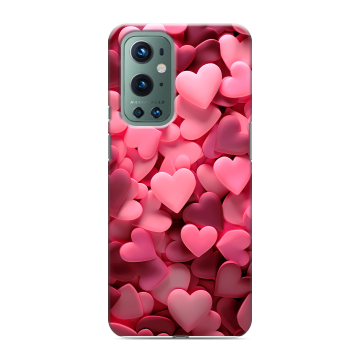 Силиконовый чехол на OnePlus 9 Pro с принтом розовые сердечки Силиконовый чехол на OnePlus 9 Pro с принтом розовые сердечки