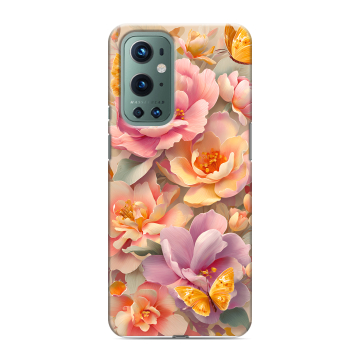 Силиконовый чехол на OnePlus 9 Pro с принтом Цветы и бабочки Силиконовый чехол на OnePlus 9 Pro с принтом Цветы и бабочки