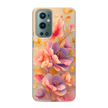 Силиконовый чехол на OnePlus 9 Pro с принтом Цветы и бабочки Силиконовый чехол на OnePlus 9 Pro с принтом Цветы и бабочки
