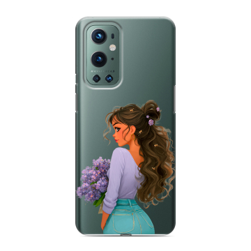 Силиконовый чехол на OnePlus 9 Pro с принтом девушка цветы Силиконовый чехол на OnePlus 9 Pro с принтом девушка цветы