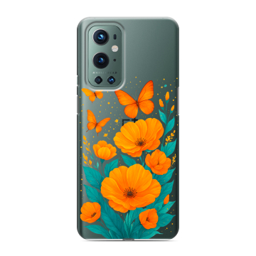 Силиконовый чехол на OnePlus 9 Pro с принтом цветы бабочки Силиконовый чехол на OnePlus 9 Pro с принтом цветы бабочки