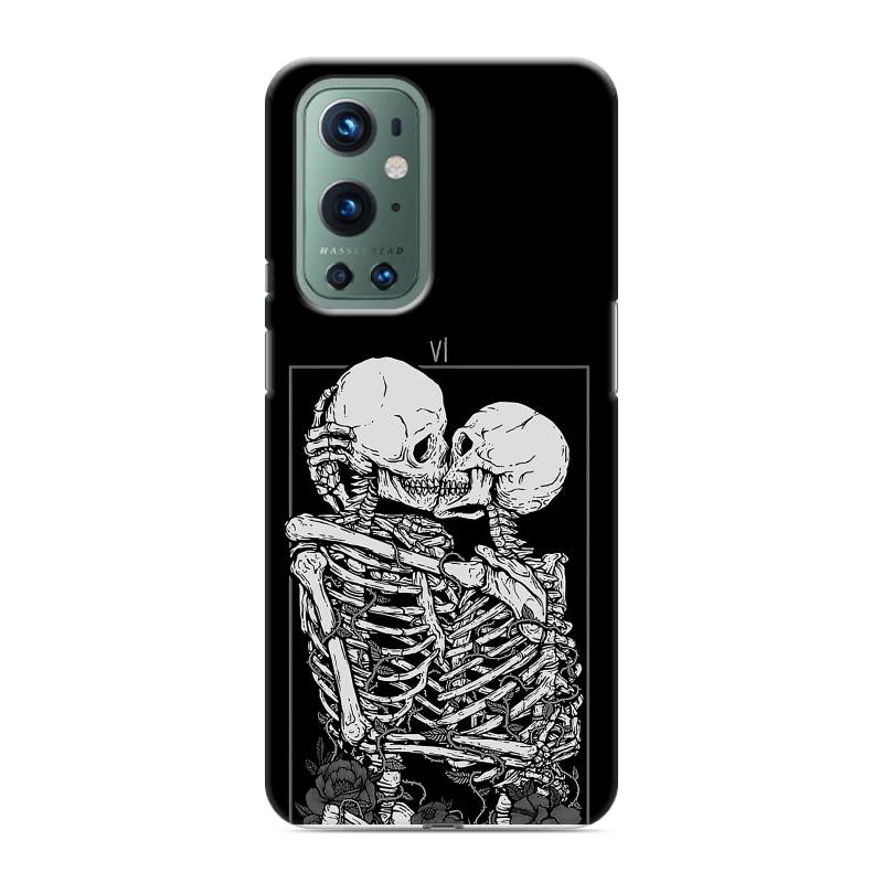 Силиконовый противоударный чехол на OnePlus 9 Pro с принтом Поцелуй скелетов Силиконовый противоударный чехол на OnePlus 9 Pro с принтом Поцелуй скелетов