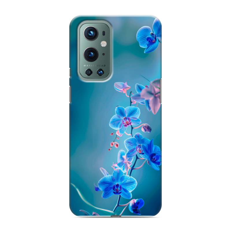 Силиконовый чехол на OnePlus 9 Pro с принтом Голубые цветы Силиконовый чехол на OnePlus 9 Pro с принтом Голубые цветы
