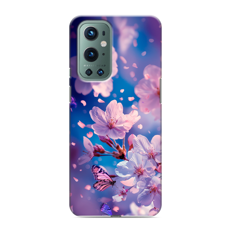 Силиконовый чехол на OnePlus 9 Pro с принтом цветы бабочки Силиконовый чехол на OnePlus 9 Pro с принтом цветы бабочки