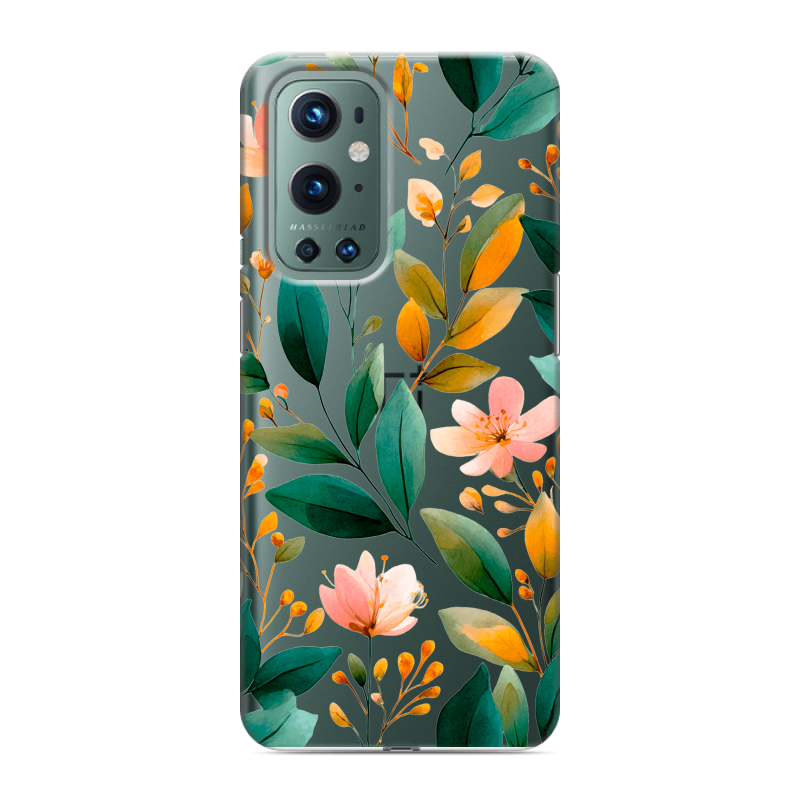 Силиконовый противоударный чехол на OnePlus 9 Pro с принтом Цветы паттерн Силиконовый противоударный чехол на OnePlus 9 Pro с принтом Цветы паттерн