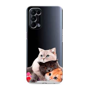 Силиконовый чехол на OPPO Reno5 с принтом Кошки Силиконовый чехол на OPPO Reno5 с принтом Кошки