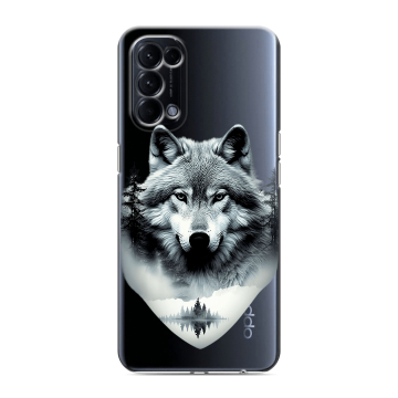 Силиконовый чехол на OPPO Reno5 с принтом Волк в лесу Силиконовый чехол на OPPO Reno5 с принтом Волк в лесу