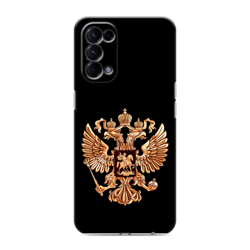 Силиконовый чехол на OPPO Reno5 с принтом Герб России золотой Силиконовый чехол на OPPO Reno5 с принтом Герб России золотой