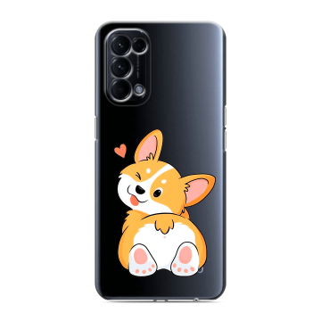 Силиконовый чехол на OPPO Reno5 с принтом Корги Силиконовый чехол на OPPO Reno5 с принтом Корги