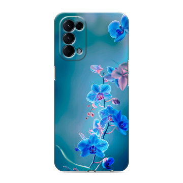 Силиконовый чехол на OPPO Reno5 с принтом Голубые цветы