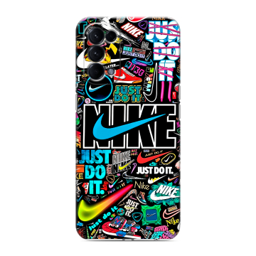 Силиконовый чехол на OPPO Reno5 с принтом найк nike черный Силиконовый чехол на OPPO Reno5 с принтом найк nike черный
