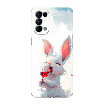 Силиконовый чехол на OPPO Reno5 с принтом кролик зайчик Силиконовый чехол на OPPO Reno5 с принтом кролик зайчик