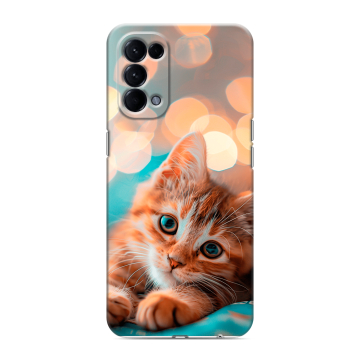 Силиконовый чехол на OPPO Reno5 с принтом котик Силиконовый чехол на OPPO Reno5 с принтом котик
