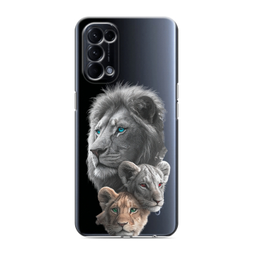 Силиконовый чехол на OPPO Reno5 с принтом Львы Силиконовый чехол на OPPO Reno5 с принтом Львы