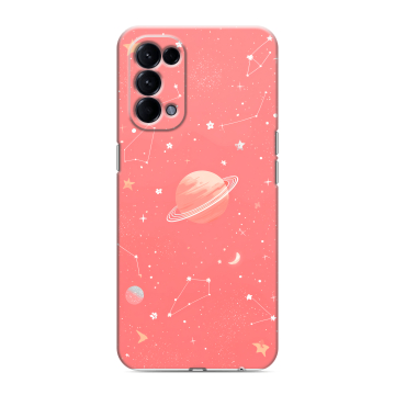 Силиконовый чехол на OPPO Reno5 с принтом Розовый космос Силиконовый чехол на OPPO Reno5 с принтом Розовый космос