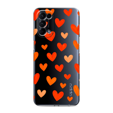 Силиконовый чехол на OPPO Reno5 с принтом Сердечки Силиконовый чехол на OPPO Reno5 с принтом Сердечки