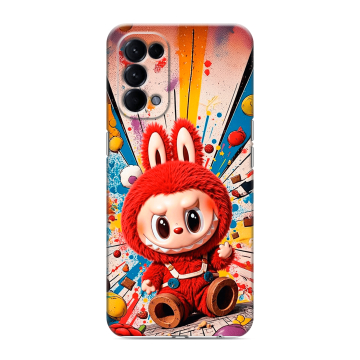 Силиконовый чехол на OPPO Reno5 с принтом Labubu Лабубу