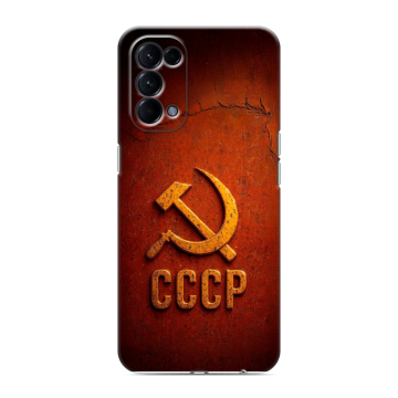 Силиконовый чехол на OPPO Reno5 с принтом Флаг Герб СССР