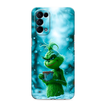 Силиконовый чехол на OPPO Reno5 с принтом Новый год гринч Силиконовый чехол на OPPO Reno5 с принтом Новый год гринч
