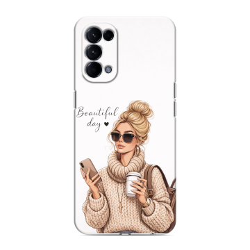 Силиконовый чехол на OPPO Reno5 с принтом женский