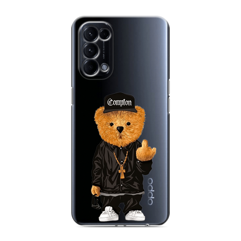 Силиконовый противоударный чехол на OPPO Reno5 с принтом Мишка Силиконовый противоударный чехол на OPPO Reno5 с принтом Мишка