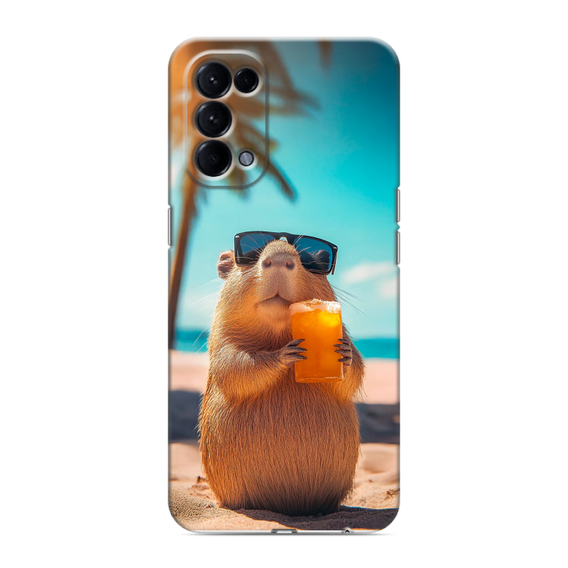 Силиконовый противоударный чехол на OPPO Reno5 с принтом Капибара Силиконовый противоударный чехол на OPPO Reno5 с принтом Капибара