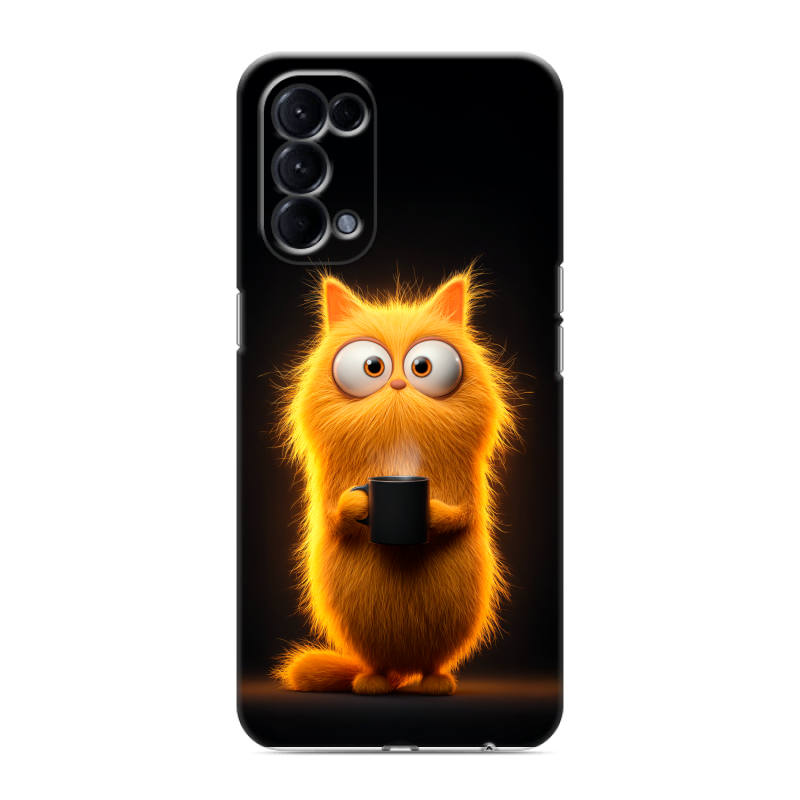 Силиконовый противоударный чехол на OPPO Reno5 с принтом Смешной кот Силиконовый противоударный чехол на OPPO Reno5 с принтом Смешной кот