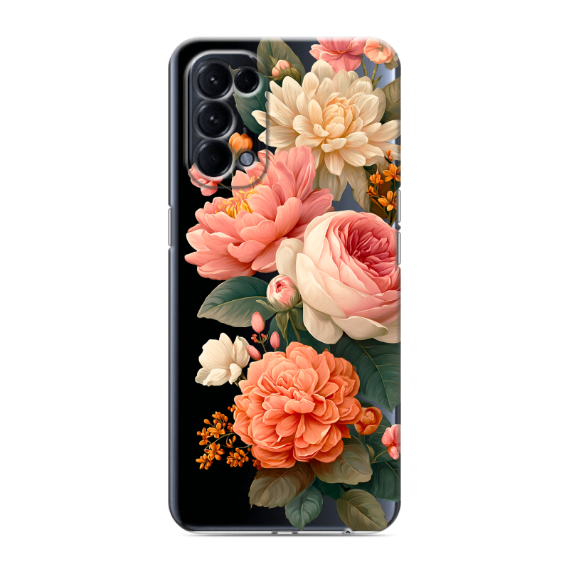 Силиконовый противоударный чехол на OPPO Reno5 с принтом цветы Силиконовый противоударный чехол на OPPO Reno5 с принтом цветы