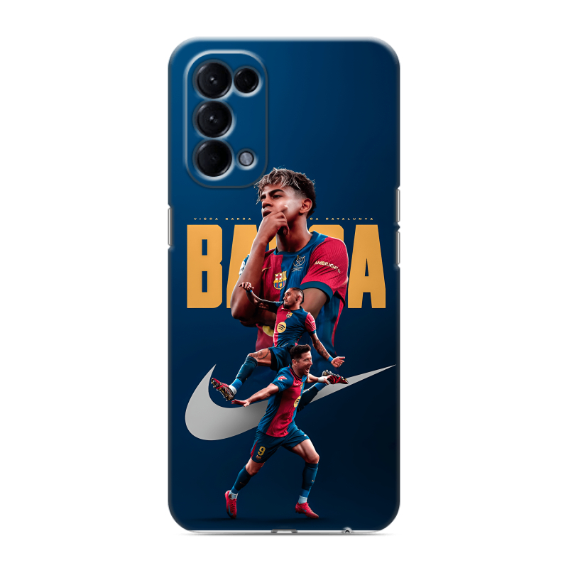 Силиконовый чехол на OPPO Reno5 с принтом Барселона Barca Yamal Силиконовый чехол на OPPO Reno5 с принтом Барселона Barca Yamal