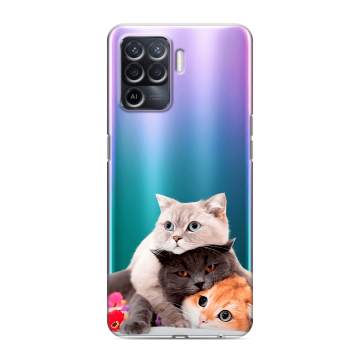 Силиконовый чехол на OPPO Reno5 Lite с принтом Кошки Силиконовый чехол на OPPO Reno5 Lite с принтом Кошки