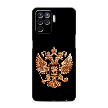 Силиконовый чехол на OPPO Reno5 Lite с принтом Герб России золотой
