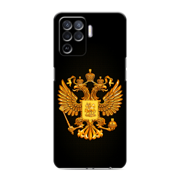 Силиконовый чехол на OPPO Reno5 Lite с принтом Герб России желтый Силиконовый чехол на OPPO Reno5 Lite с принтом Герб России желтый