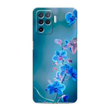 Силиконовый чехол на OPPO Reno5 Lite с принтом Голубые цветы Силиконовый чехол на OPPO Reno5 Lite с принтом Голубые цветы