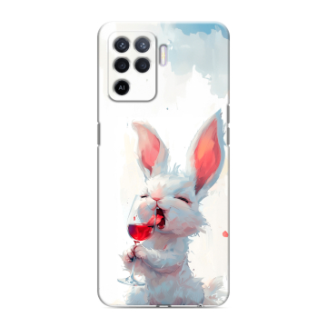 Силиконовый чехол на OPPO Reno5 Lite с принтом кролик зайчик Силиконовый чехол на OPPO Reno5 Lite с принтом кролик зайчик