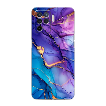 Силиконовый чехол на OPPO Reno5 Lite с принтом синий мрамор Силиконовый чехол на OPPO Reno5 Lite с принтом синий мрамор
