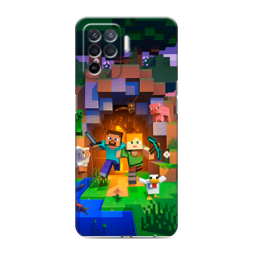 Силиконовый чехол на OPPO Reno5 Lite с принтом Майнкрафт Minecraft