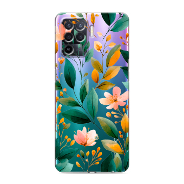 Силиконовый чехол на OPPO Reno5 Lite с принтом Цветы паттерн Силиконовый чехол на OPPO Reno5 Lite с принтом Цветы паттерн