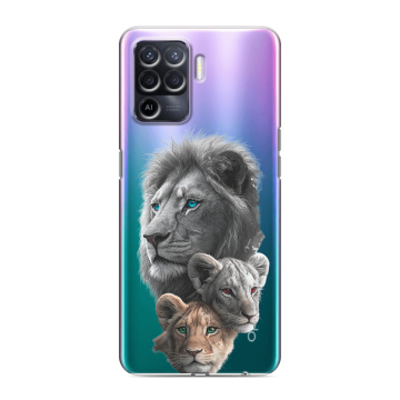 Силиконовый чехол на OPPO Reno5 Lite с принтом Львы Силиконовый чехол на OPPO Reno5 Lite с принтом Львы